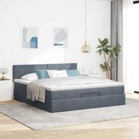 Ottoman bed met matras en LED's 160x200cm fluweel donkergrijs - thumbnail