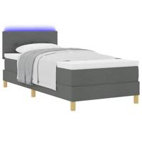 Boxspringbed met matras en LED stof donkergrijs 100x200 cm - thumbnail