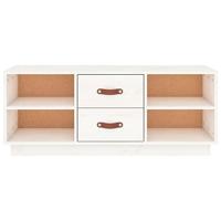 Tv-meubel 100x34x40 cm massief grenenhout wit - thumbnail