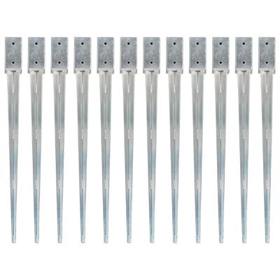 VidaXL Grondpinnen 12 st 7x7x90 cm gegalvaniseerd staal zilverkleurig