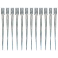 VidaXL Grondpinnen 12 st 7x7x90 cm gegalvaniseerd staal zilverkleurig - thumbnail