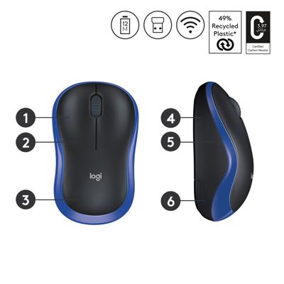 Muis Logitech LGT-M185B Zwart Monochrome 1000 dpi