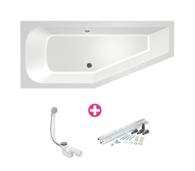 Ruimtebesparend bad Xenz Lagoon compact | Links | 160x75 cm | Incl.Badafvoer | Met overloop | Acryl | Glans wit
