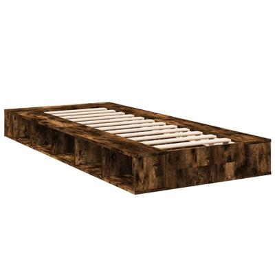 Bedframe bewerkt hout gerookt eikenkleurig 75x190 cm Bedframe bewerkt hout gerookt eikenkleurig 75x190 cm