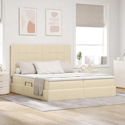 Opslag bed met matras met opslag Crème 180 x 200 cm Nep Leer