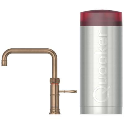 Quooker Classic Fusion Square Keukenkraan Set - Kokend Warm- en Koud Water - Messing Patina - Inclusief COMBI Reservoir