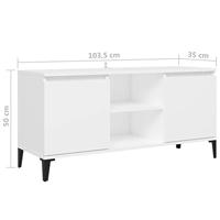 Tv-meubel met metalen poten 103,5x35x50 cm wit - thumbnail