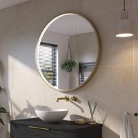 Ben Callisto ronde spiegel met LED verlichting en anti-condens Ø100cm mat goud - thumbnail