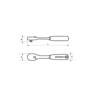 Bahco Omschakelbare ratel 1/2" met peervormige kop | met Dyneema koord | met 80 tanden en actiehoek van 45° | 270 mm - TAH8150-1/2