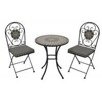 Granada bistroset - Gepoedercoat ijzer steen - Zwart - thumbnail