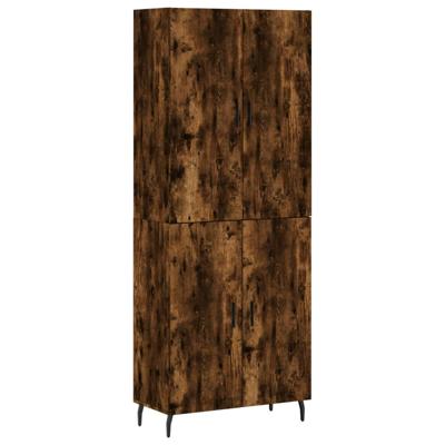 Hoge kast 69,5x34x180 cm bewerkt hout gerookt eikenkleurig