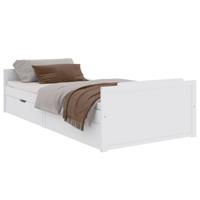 Bedframe met lades massief grenenhout wit 90x200 cm - thumbnail