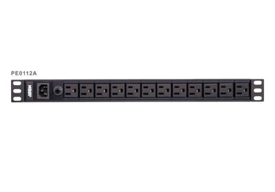 ATEN PE0112G-AT-G 19 inch Stekkerdoos voor patchkast 1 HE Apparaatcontactdoos C13 10A Overstroombeveiliging Zwart