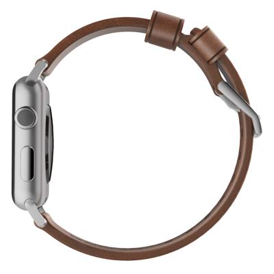 Nomad Modern lederen horlogeband brown / zilveren hardware 45/46/49 mm - Rustic Brown Nomad Modern lederen horlogeband brown / zilveren hardware 45/46/49 mm - Rustic Brown
