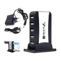 Frans stopcontact, USB 2.0-poorten, externe hub 7 met meerdere stekker, netstekker, voor laptop - thumbnail
