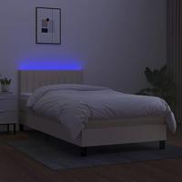 Boxspring met matras en LED stof crèmekleurig 100x200 cm - thumbnail