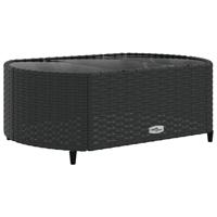 4-delige Loungeset met kussens poly rattan zwart - thumbnail