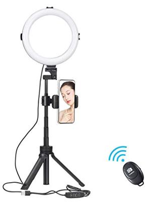 VIJIM Ringlamp met statief, telefoonhouder en bluetooth afstandsbediening