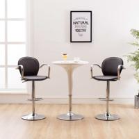 vidaXL Barkrukken met armleuning 2 st kunstleer bruin - thumbnail