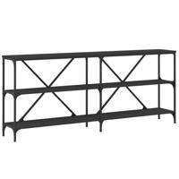 Wandtafel 180x30x75 cm bewerkt hout en ijzer zwart - thumbnail