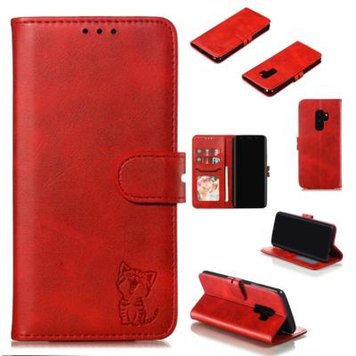 Lederen beschermhoes voor Galaxy S9 plus (rood)