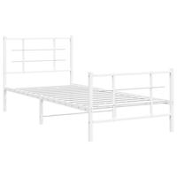 Bedframe met hoofd- en voeteneinde metaal wit 90x190 cm - thumbnail