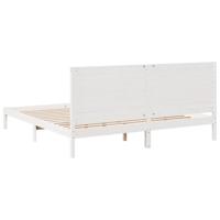 Bedframe extra lang zonder matras massief hout wit 200x220 cm - thumbnail