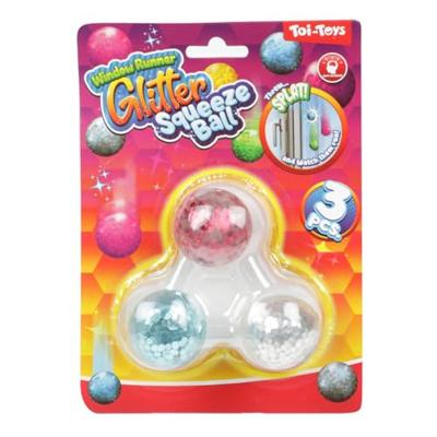 Toi-Toys raamkruiper knijpballen glitter, 3st.
