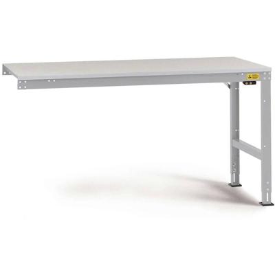 Manuflex LU6043.9006 ESD ESD-werktafel universele standaard aanschuiftafel met rubber schijf, bxdxh = 1500 x 600 x 760-870 mm Aluminium-zilver