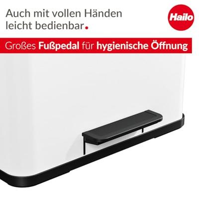 HOFE Regalsysteme öko trio plus L 0633-230 Afvalbak 27 l Staal (l x b x h) 470 x 340 x 430 mm Wit Met voetpedaal 1 stuk(s) - thumbnail
