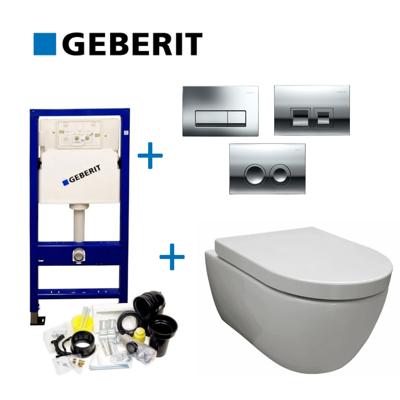 Geberit UP100 Toiletset set31 Sanilux Easy Flush Randloos 48cm compact met Delta drukplaat
