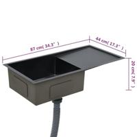 Gootsteen handgemaakt roestvrij staal zwart - thumbnail