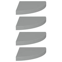 Hoekschappen zwevend 4 st 35x35x3,8 cm MDF grijs - thumbnail