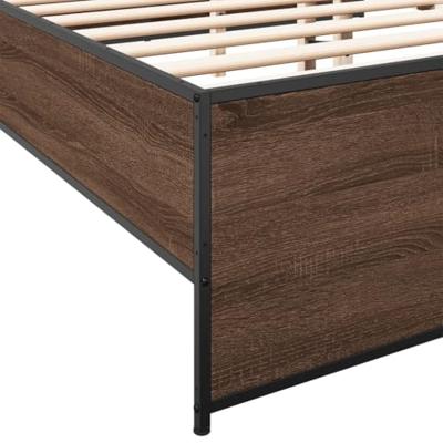 Bedframe bewerkt hout metaal bruin eikenkleur 140x200 cm