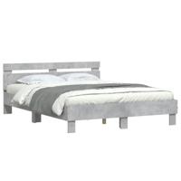 Bedframe met hoofdeinde bewerkt hout betongrijs 140x190 cm - thumbnail