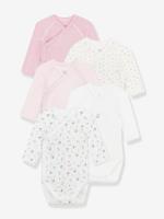 Set van 5 gekruiste longsleeve bodies PETIT BATEAU wit - thumbnail