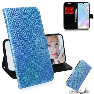 Voor Huawei P30 effen kleur kleurrijke magnetische Buckle horizontale Flip PU lederen draagtas met houder & kaartsleuven & portemonnee & Lanyard (blau Voor Huawei P30 effen kleur kleurrijke magnetische Buckle horizontale Flip PU lederen draagtas met houder & kaartsleuven & portemonnee & Lanyard (blau