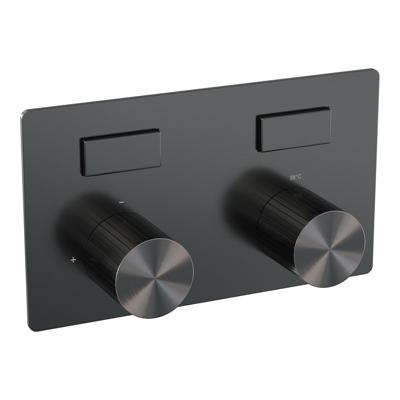 Brauer Stripe 2-weg inbouwthermostaat met drukknoppen met in- en afbouwdelen gunmetal geborsteld PVD