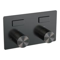 BRAUER Stripe 2-weg Inbouwthermostaat - drukknoppen - in- en afbouwdelen - gunmetal geborsteld PVD 5-GM-355 - thumbnail