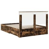 Bedframe met hoofdeinde Gerookt eiken 140 x 190 cm Bewerkt hout - thumbnail