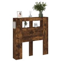 Hoofdeinde met LED 100x18,5x103,5 cm bewerkt hout gerookt eiken - thumbnail