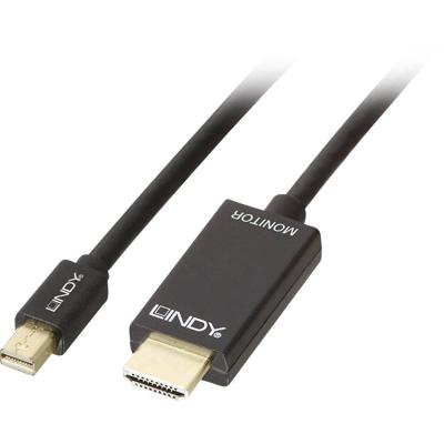 LINDY 36928 DisplayPort-kabel Mini-displayport / HDMI Adapterkabel Mini DisplayPort-stekker, HDMI-A-stekker 3.00 m Zwart