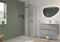 Saqu Modulo inloopdouche incl. antikalk 100x210cm geribbeld glas geborsteld grijs - thumbnail