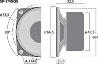 Monacor SP-7/4SQS 2.5 inch 6.65 cm Mini-luidspreker 4 W 4 Ω Magnetisch afgeschermd - thumbnail