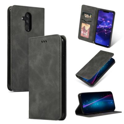Retro huid voelen Business magnetische horizontale Flip lederen draagtas voor Huawei Mate20 Lite (donkergrijs)