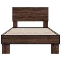 Bedframe bewerkt hout en metaal bruin eikenkleurig 90x200 cm - thumbnail