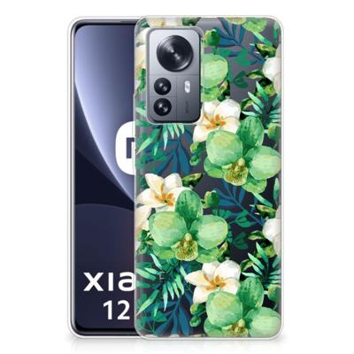 Xiaomi 12 Pro | TPU Case | Orchidee Groen Xiaomi 12 Pro | TPU Case | Orchidee Groen