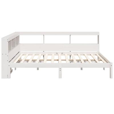 Bed met boekenkast zonder matras grenenhout wit 150x200 cm
