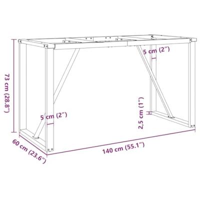 Eettafelpoten O-frame 140x60x73 cm gietijzer