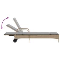 Ligstoelen 2 st met kussens poly rattan beige - thumbnail
